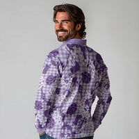 Mokihana Maile Ilima Leis - Paniolo Palaka Long Sleeve Polo Shirt - Hawaiian Poni Spirit LT9 - Polynesian Pride