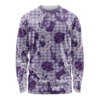 Mokihana Maile Ilima Leis Paniolo Palaka Long Sleeve Shirt Hawaiian Poni Spirit LT9 Unisex Purple - Polynesian Pride