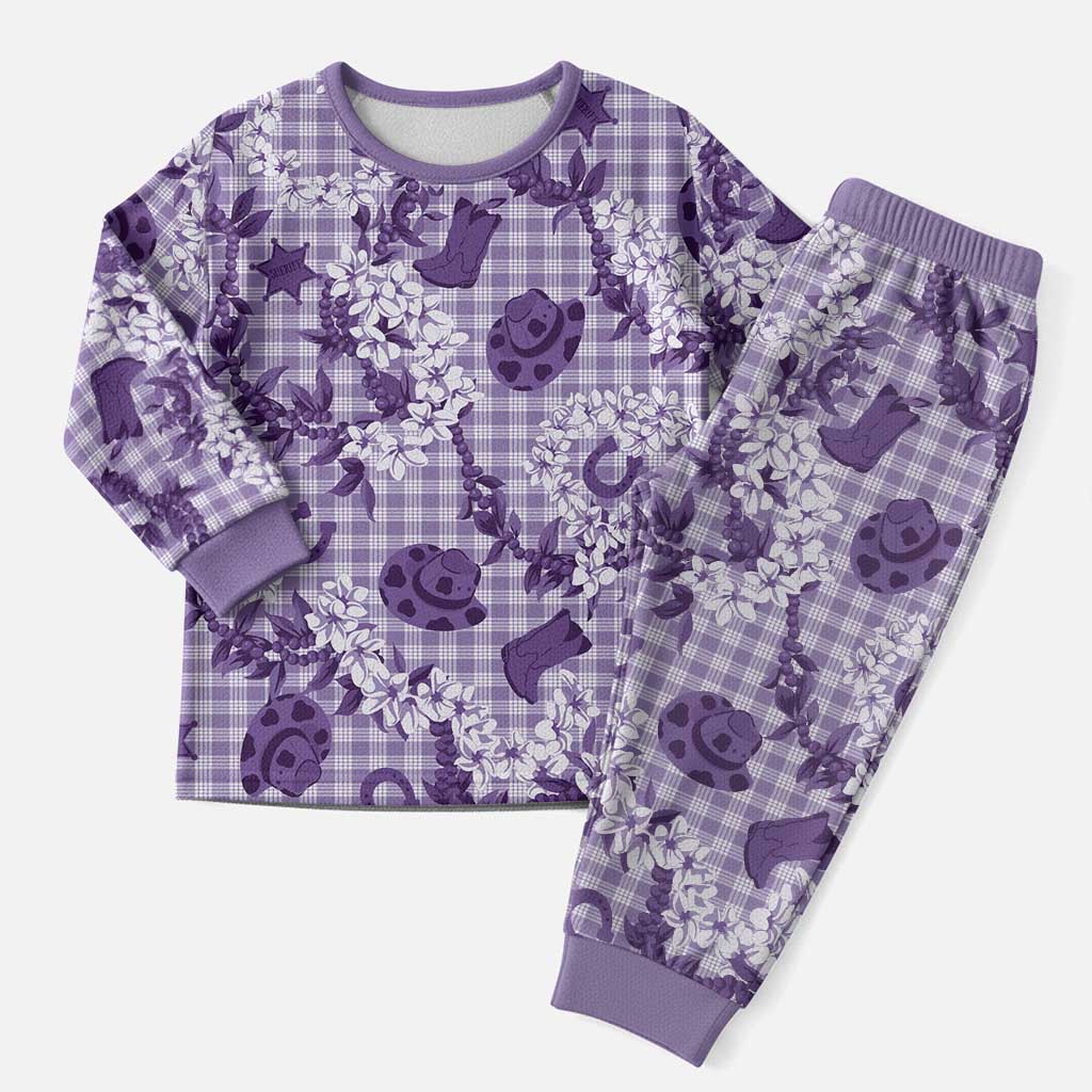Mokihana Maile Ilima Leis Paniolo Palaka Christmas Pajama Set Hawaiian Poni Spirit LT9 Men Purple - Polynesian Pride