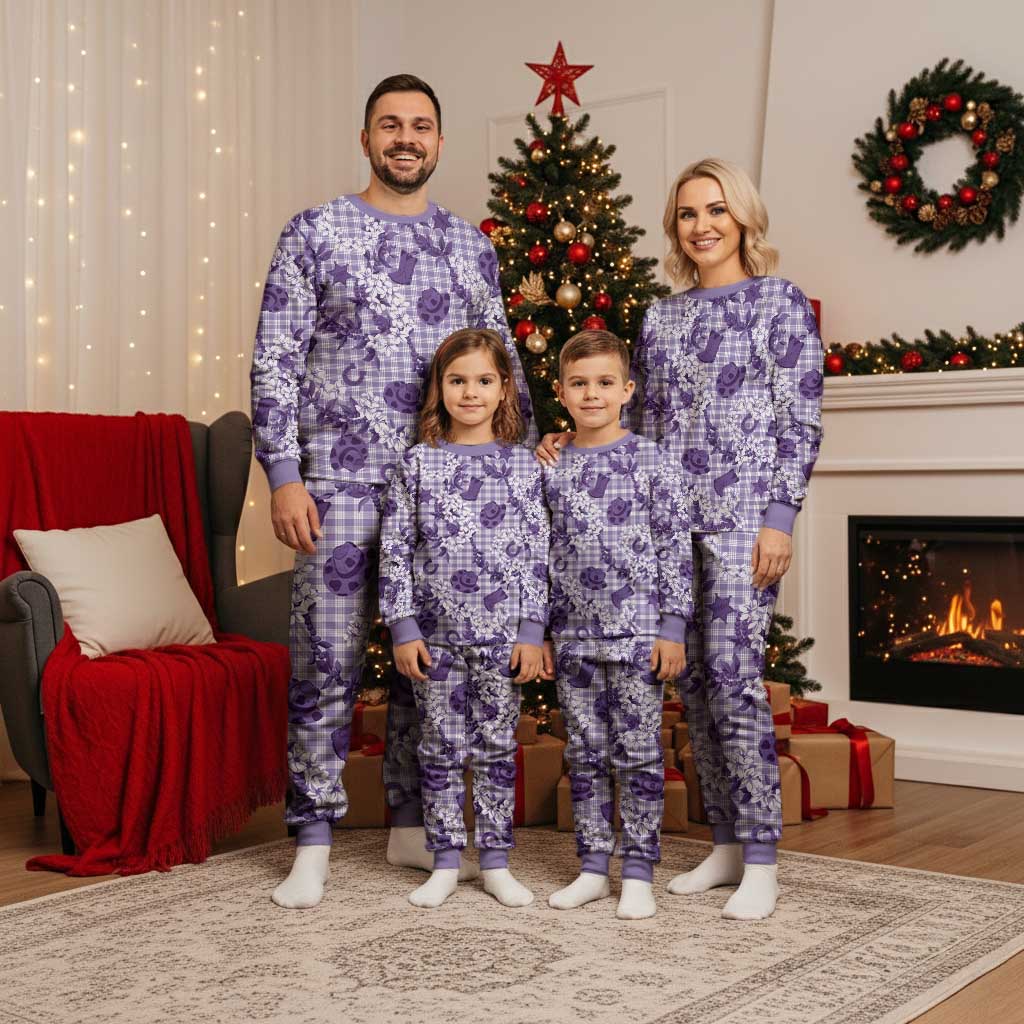 Mokihana Maile Ilima Leis Paniolo Palaka Christmas Pajama Set Hawaiian Poni Spirit LT9 - Polynesian Pride