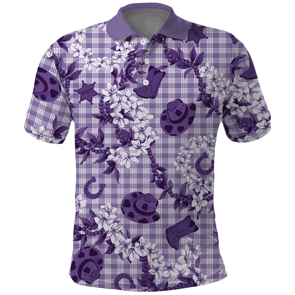 Mokihana Maile Ilima Leis Paniolo Palaka Polo Shirt Hawaiian Poni Spirit LT9 Purple - Polynesian Pride
