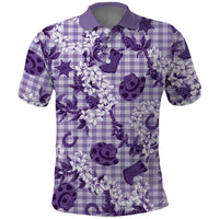 Mokihana Maile Ilima Leis Paniolo Palaka Polo Shirt Hawaiian Poni Spirit LT9 Purple - Polynesian Pride