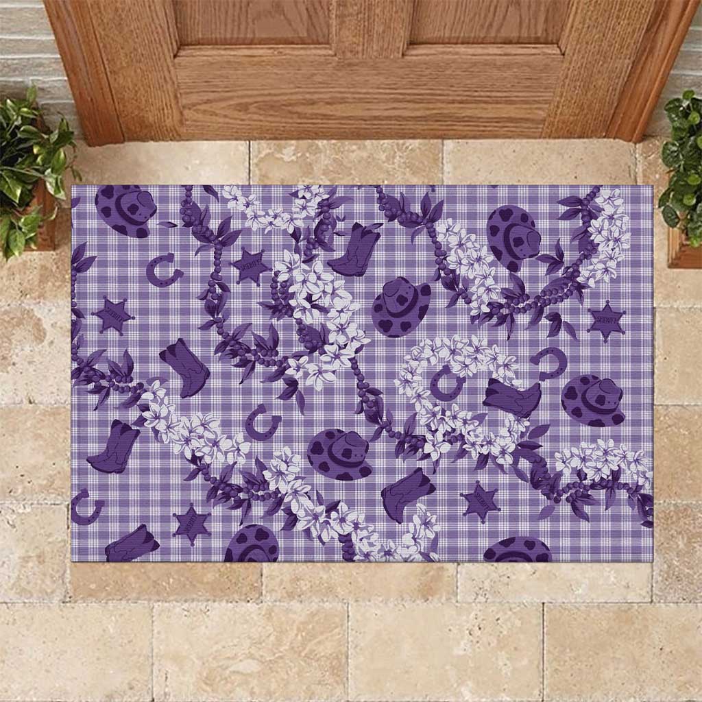 Mokihana Maile Ilima Leis Paniolo Palaka Rubber Doormat Hawaiian Poni Spirit - Polynesian Pride