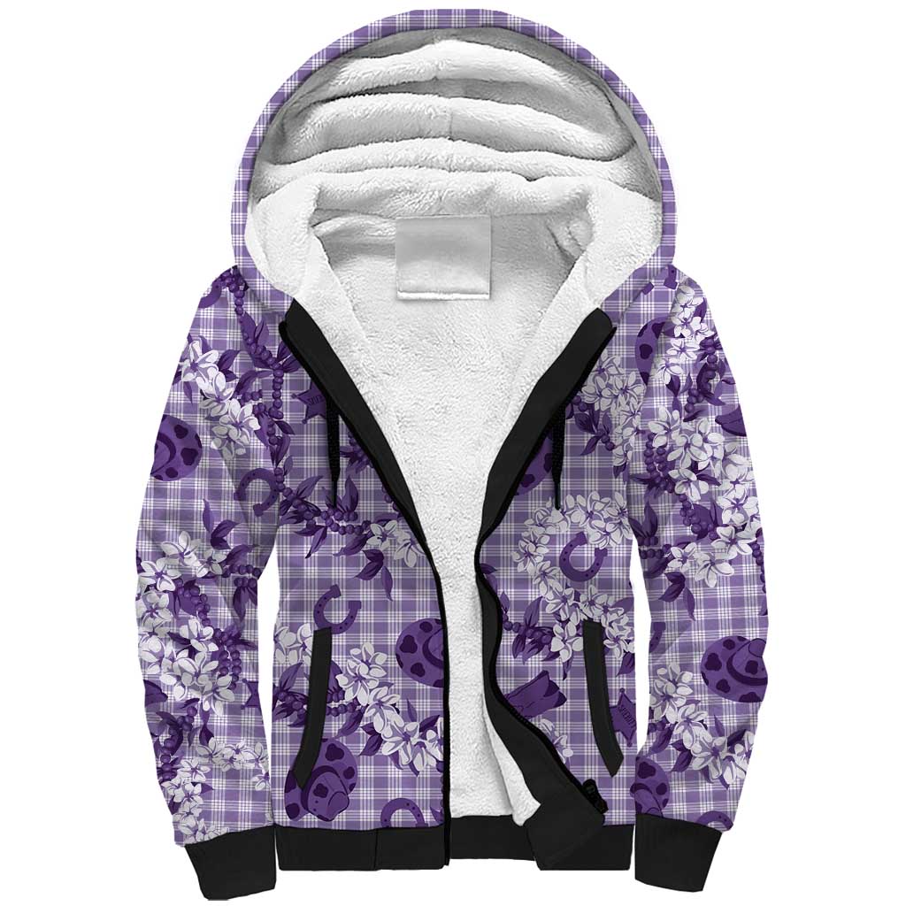 Mokihana Maile Ilima Leis Paniolo Palaka Sherpa Hoodie Hawaiian Poni Spirit LT9 Unisex Purple - Polynesian Pride