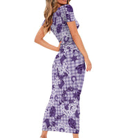 Mokihana Maile Ilima Leis Paniolo Palaka Short Sleeve Bodycon Dress Hawaiian Poni Spirit LT9 - Polynesian Pride