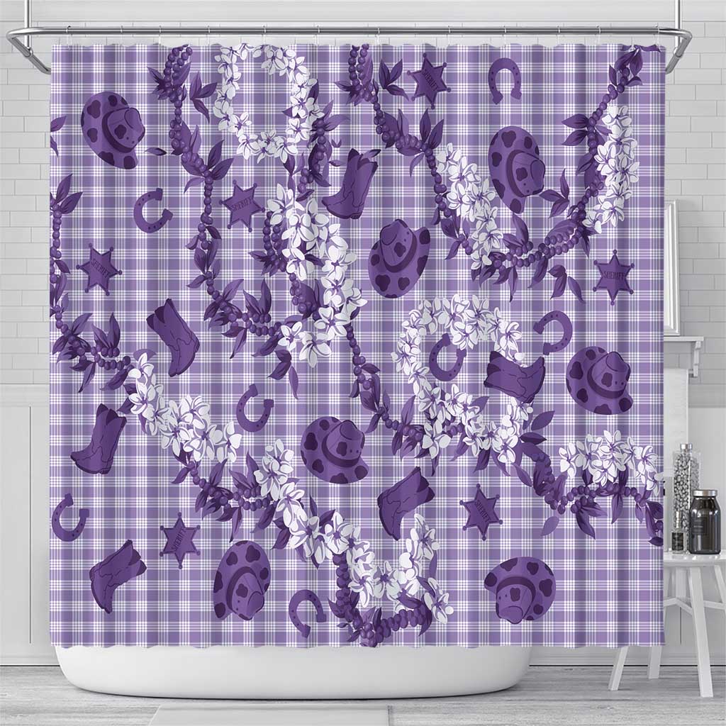 Mokihana Maile Ilima Leis Paniolo Palaka Shower Curtain Hawaiian Poni Spirit LT9 - Polynesian Pride