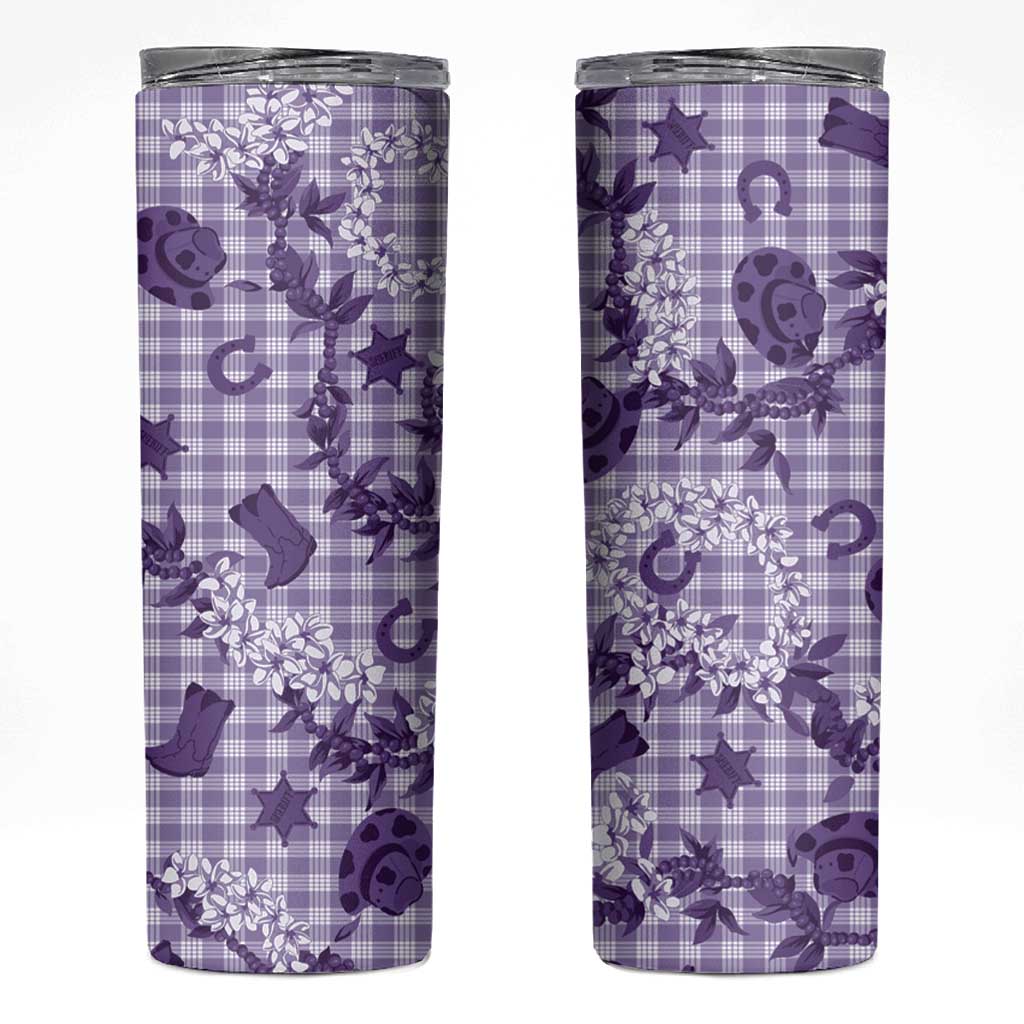 Mokihana Maile Ilima Leis Paniolo Palaka Skinny Tumbler Hawaiian Poni Spirit LT9 Purple - Polynesian Pride