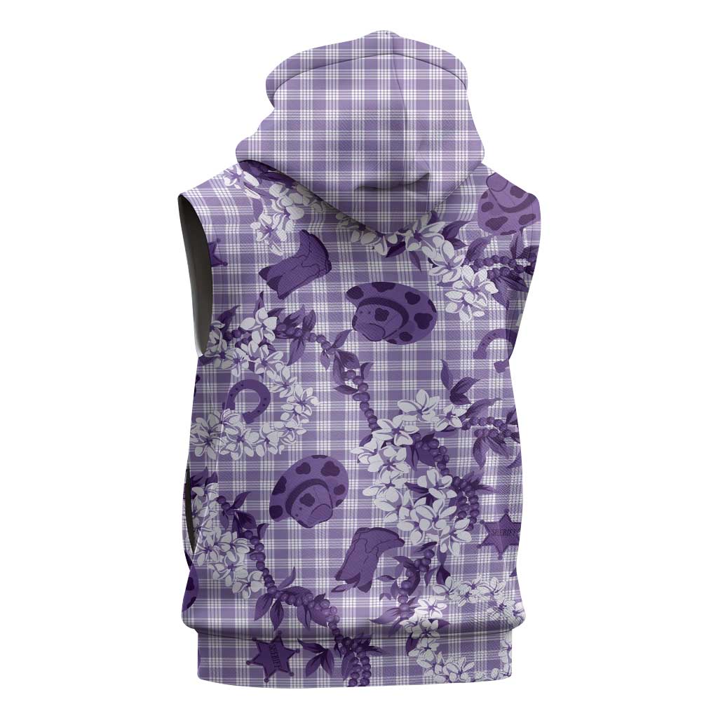 Mokihana Maile Ilima Leis Paniolo Palaka Sleeveless Zip Hoodie Hawaiian Poni Spirit LT9 - Polynesian Pride