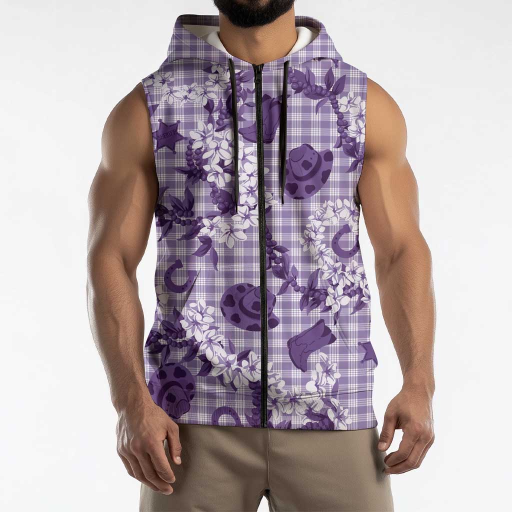 Mokihana Maile Ilima Leis Paniolo Palaka Sleeveless Zip Hoodie Hawaiian Poni Spirit LT9 - Polynesian Pride