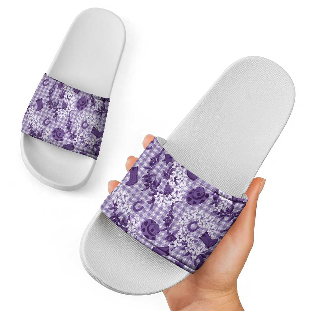 Mokihana Maile Ilima Leis Paniolo Palaka Slide Sandals Hawaiian Poni Spirit - Polynesian Pride