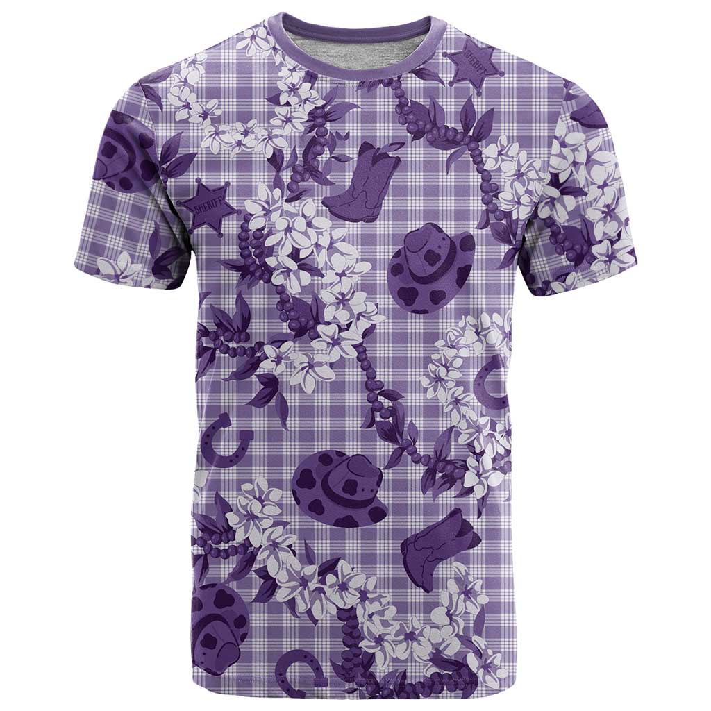 Mokihana Maile Ilima Leis Paniolo Palaka T Shirt Hawaiian Poni Spirit LT9 Purple - Polynesian Pride