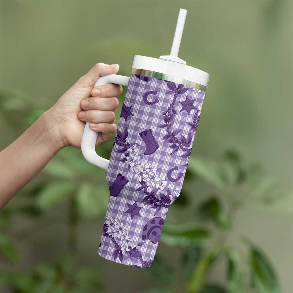 Mokihana Maile Ilima Leis Paniolo Palaka Tumbler With Handle Hawaiian Poni Spirit LT9 - Polynesian Pride