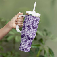 Mokihana Maile Ilima Leis Paniolo Palaka Tumbler With Handle Hawaiian Poni Spirit LT9 - Polynesian Pride