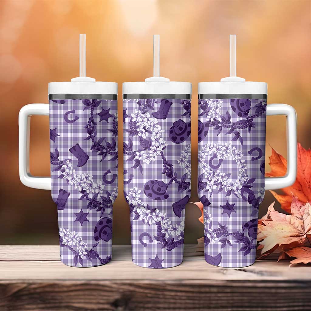 Mokihana Maile Ilima Leis Paniolo Palaka Tumbler With Handle Hawaiian Poni Spirit LT9 - Polynesian Pride