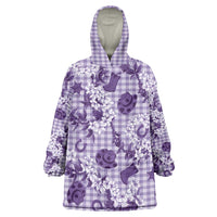 Mokihana Maile Ilima Leis Paniolo Palaka Wearable Blanket Hoodie Hawaiian Poni Spirit LT9 One Size Purple - Polynesian Pride