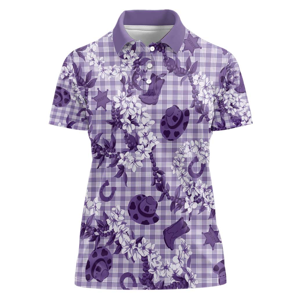 Mokihana Maile Ilima Leis Paniolo Palaka Women Polo Shirt Hawaiian Poni Spirit - Polynesian Pride