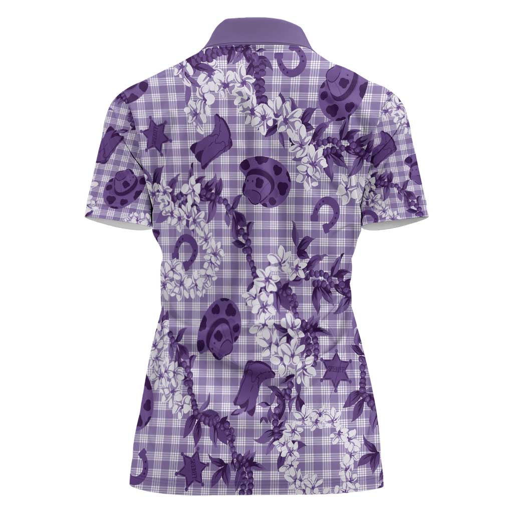 Mokihana Maile Ilima Leis Paniolo Palaka Women Polo Shirt Hawaiian Poni Spirit - Polynesian Pride