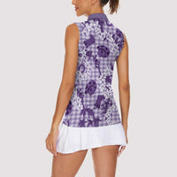 Mokihana Maile Ilima Leis Paniolo Palaka Women Sleeveless Polo Shirt Hawaiian Poni Spirit LT9 - Polynesian Pride