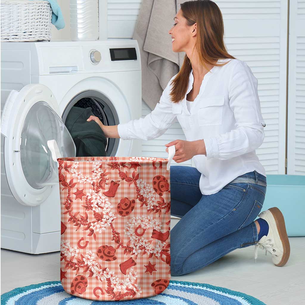 Mokihana Maile Ilima Leis Paniolo Palaka Laundry Basket Hawaiian Ulaula Spirit - Polynesian Pride