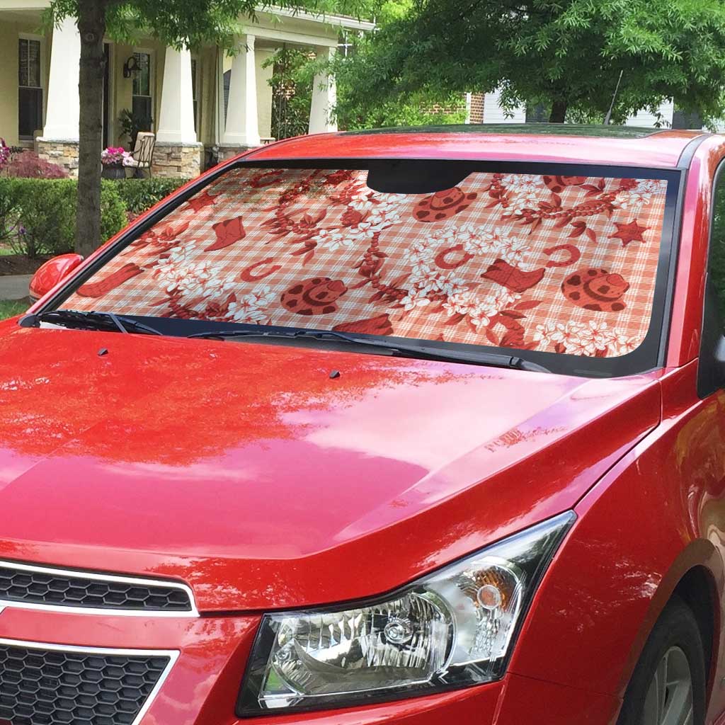 Mokihana Maile Ilima Leis Paniolo Palaka Auto Sun Shade Hawaiian Ulaula Spirit - Polynesian Pride