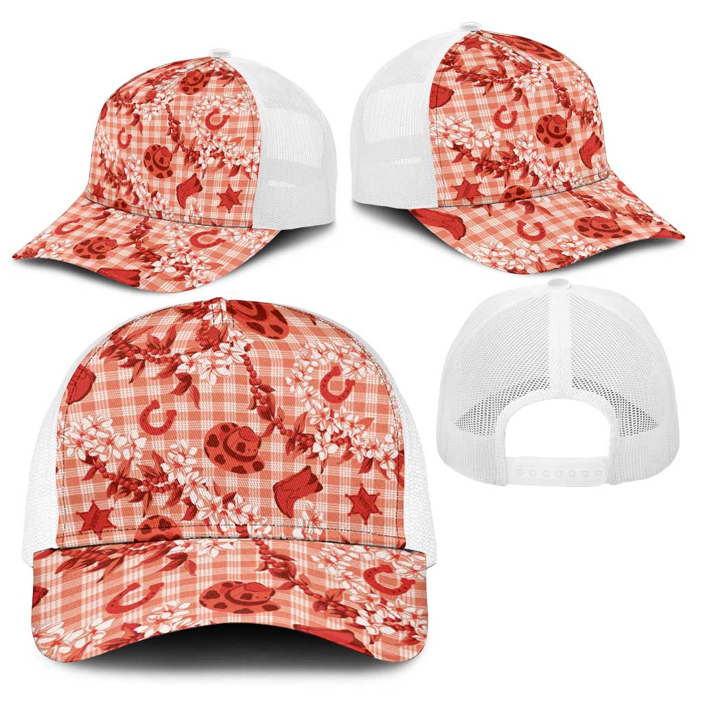 Mokihana Maile Ilima Leis Paniolo Palaka Baseball Net Cap Hawaiian Ulaula Spirit - Polynesian Pride