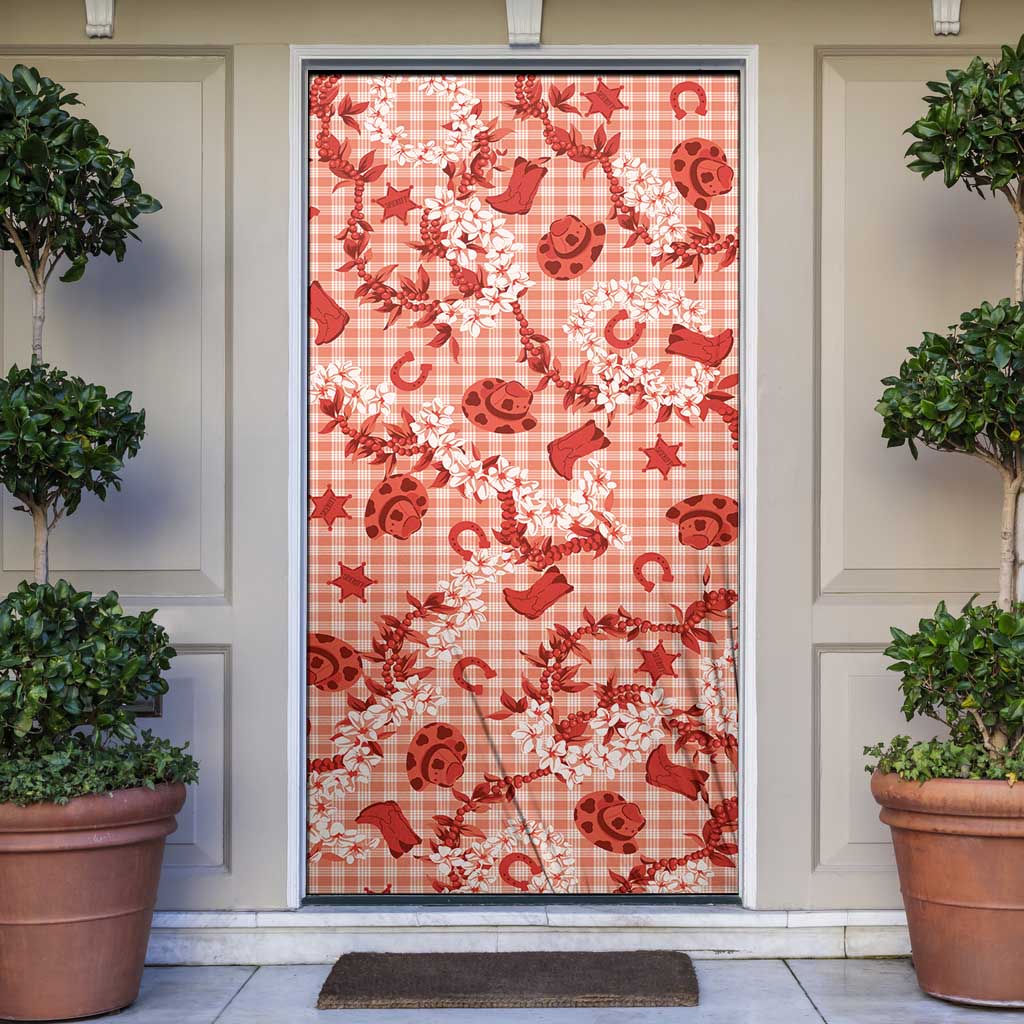 Mokihana Maile Ilima Leis Paniolo Palaka Door Cover Hawaiian Ulaula Spirit LT9 Red - Polynesian Pride
