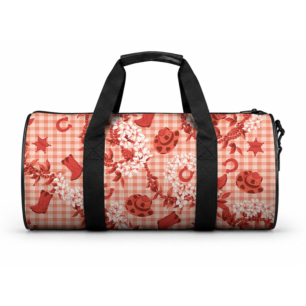 Mokihana Maile Ilima Leis Paniolo Palaka Duffle Bag Hawaiian Ulaula Spirit LT9 One size Red - Polynesian Pride