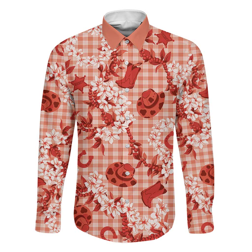 Mokihana Maile Ilima Leis Paniolo Palaka Family Matching Long Sleeve Bodycon Dress and Hawaiian Shirt Hawaiian Ulaula Spirit LT9 Dad's Shirt - Long Sleeve Red - Polynesian Pride