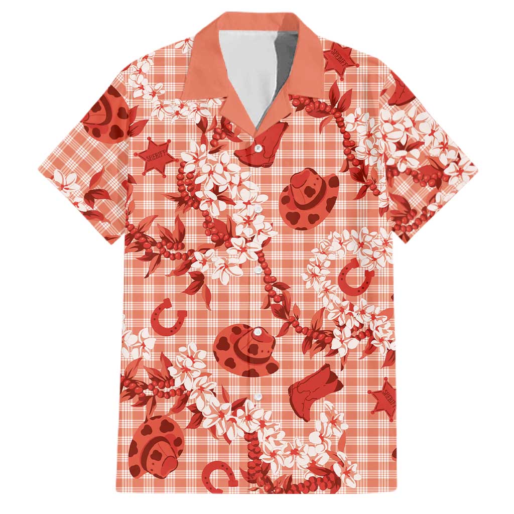 Mokihana Maile Ilima Leis Paniolo Palaka Family Matching Mermaid Dress and Hawaiian Shirt Hawaiian Ulaula Spirit LT9 Dad's Shirt - Short Sleeve Red - Polynesian Pride
