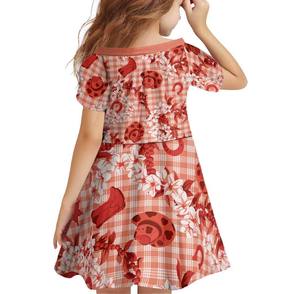 Mokihana Maile Ilima Leis Paniolo Palaka Family Matching Off The Shoulder Long Sleeve Dress and Hawaiian Shirt Hawaiian Ulaula Spirit LT9 - Polynesian Pride