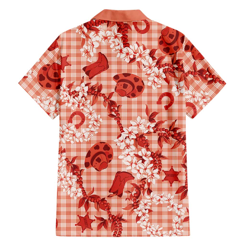 Mokihana Maile Ilima Leis Paniolo Palaka Family Matching Off Shoulder Short Dress and Hawaiian Shirt Hawaiian Ulaula Spirit LT9 - Polynesian Pride