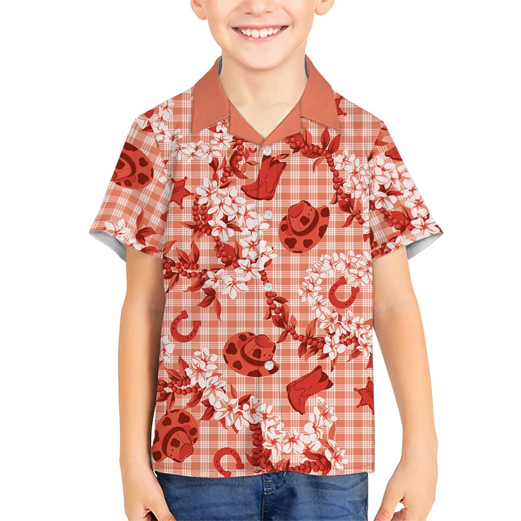 Mokihana Maile Ilima Leis Paniolo Palaka Family Matching Puletasi and Hawaiian Shirt Hawaiian Ulaula Spirit LT9 - Polynesian Pride