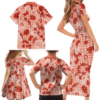 Mokihana Maile Ilima Leis Paniolo Palaka Family Matching Short Sleeve Bodycon Dress and Hawaiian Shirt Hawaiian Ulaula Spirit LT9 - Polynesian Pride