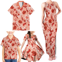 Mokihana Maile Ilima Leis Paniolo Palaka Family Matching Tank Maxi Dress and Hawaiian Shirt Hawaiian Ulaula Spirit LT9 - Polynesian Pride
