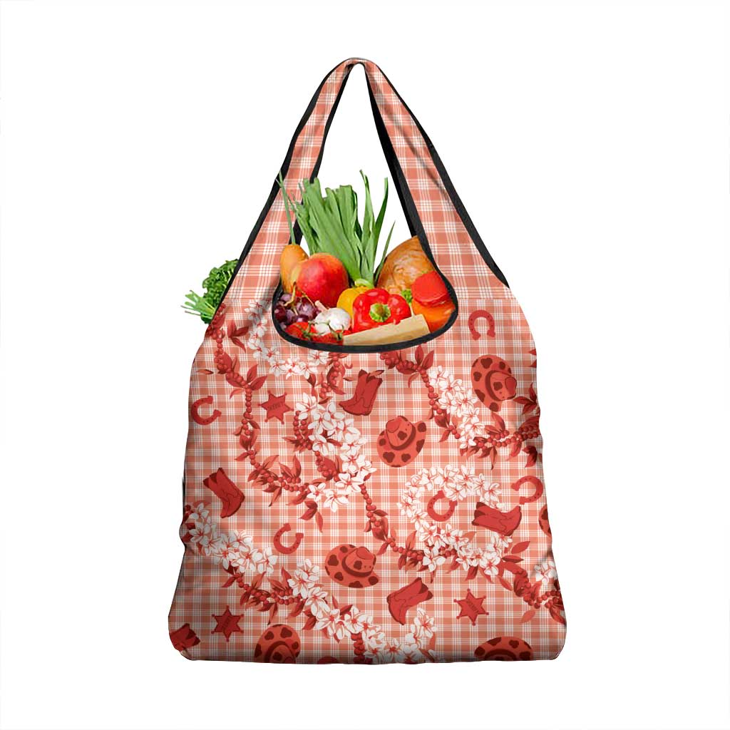 Mokihana Maile Ilima Leis Paniolo Palaka Grocery Bag Hawaiian Ulaula Spirit LT9 1-pack One Size Red - Polynesian Pride