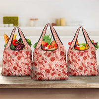 Mokihana Maile Ilima Leis Paniolo Palaka Grocery Bag Hawaiian Ulaula Spirit LT9 3-pack One Size Red - Polynesian Pride