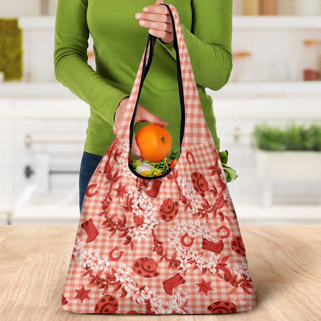 Mokihana Maile Ilima Leis Paniolo Palaka Grocery Bag Hawaiian Ulaula Spirit LT9 - Polynesian Pride