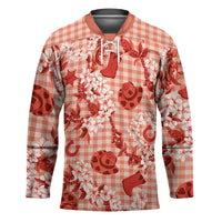 Mokihana Maile Ilima Leis Paniolo Palaka Hockey Jersey Hawaiian Ulaula Spirit LT9 Unisex Red - Polynesian Pride