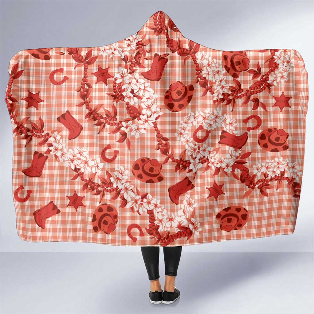 Mokihana Maile Ilima Leis Paniolo Palaka Hooded Blanket Hawaiian Ulaula Spirit LT9 One Size Red - Polynesian Pride