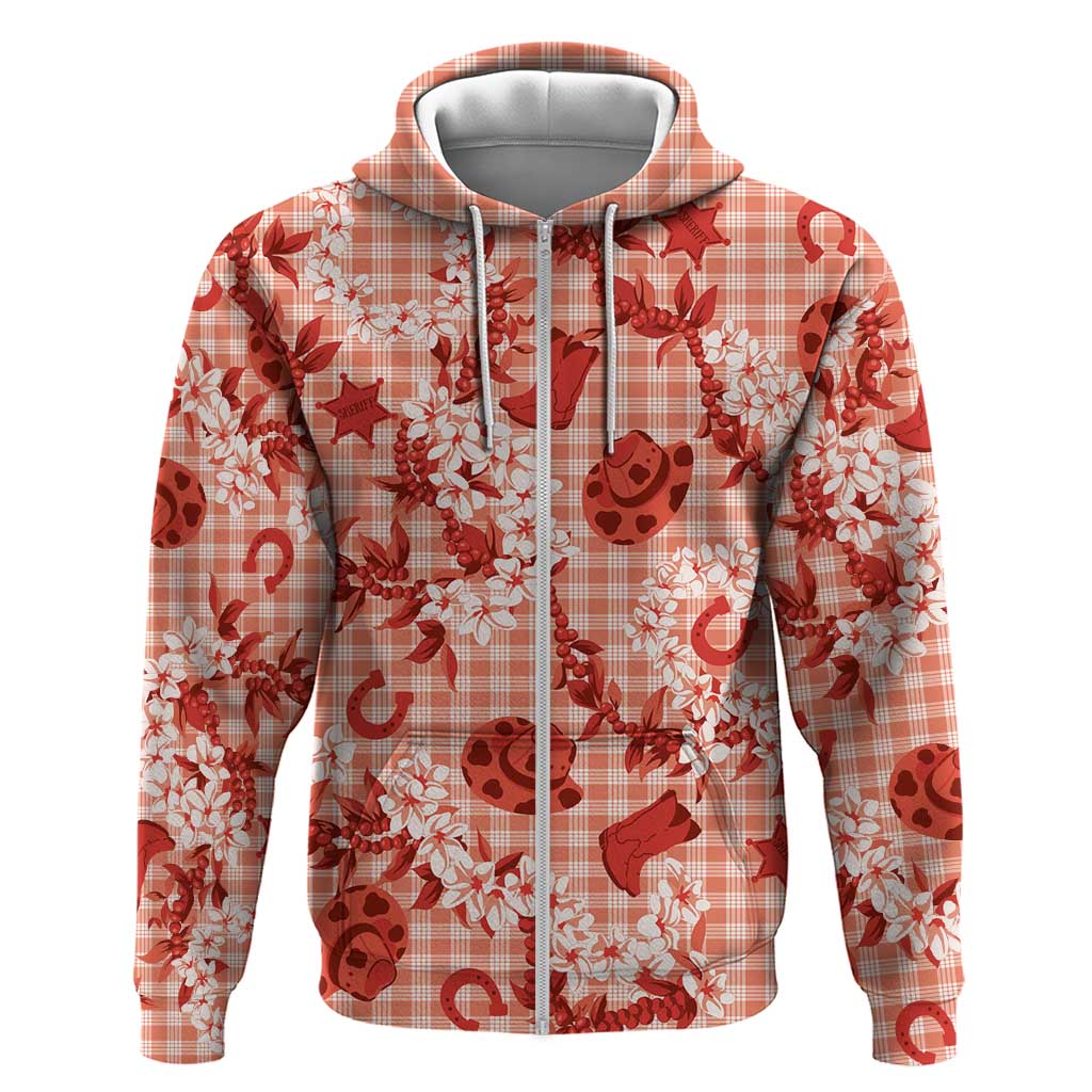 Mokihana Maile Ilima Leis Paniolo Palaka Hoodie Hawaiian Ulaula Spirit LT9 Zip Hoodie Red - Polynesian Pride