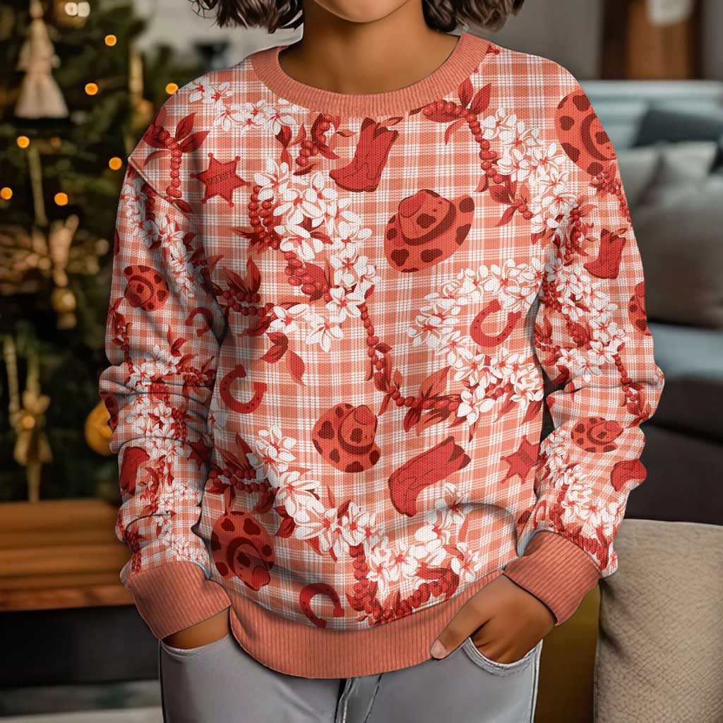 Mokihana Maile Ilima Leis Paniolo Palaka Kid Ugly Christmas Sweater Hawaiian Ulaula Spirit LT9 - Polynesian Pride