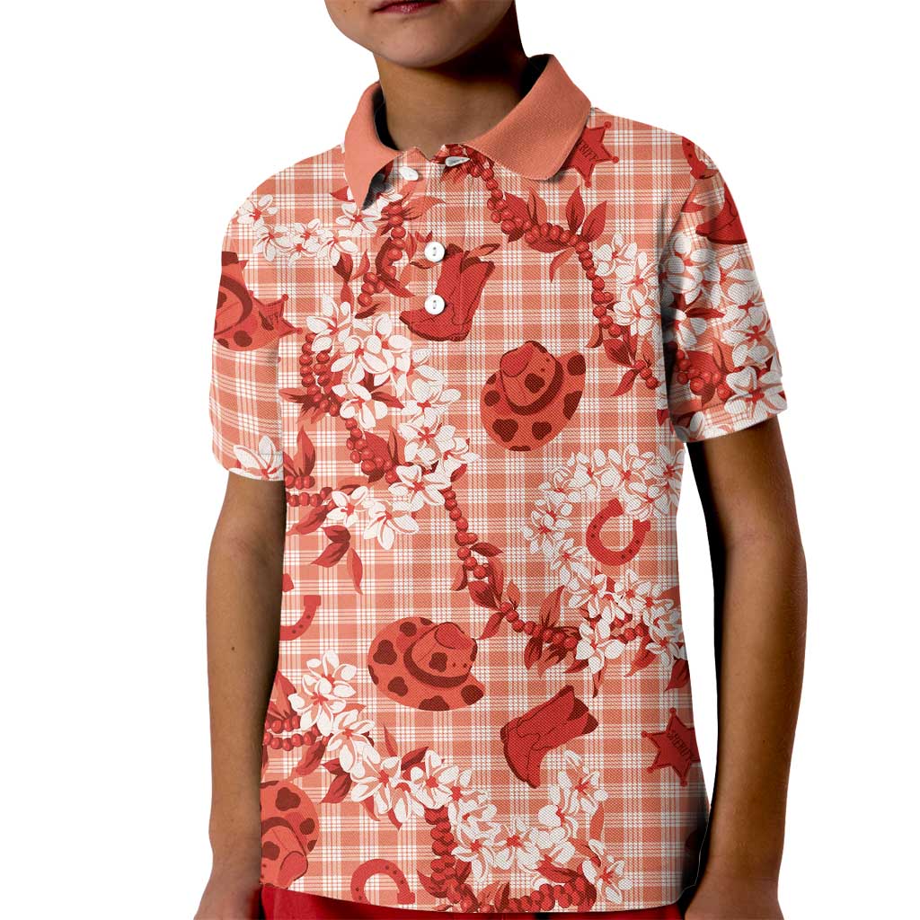 Mokihana Maile Ilima Leis Paniolo Palaka Kid Polo Shirt Hawaiian Ulaula Spirit - Polynesian Pride