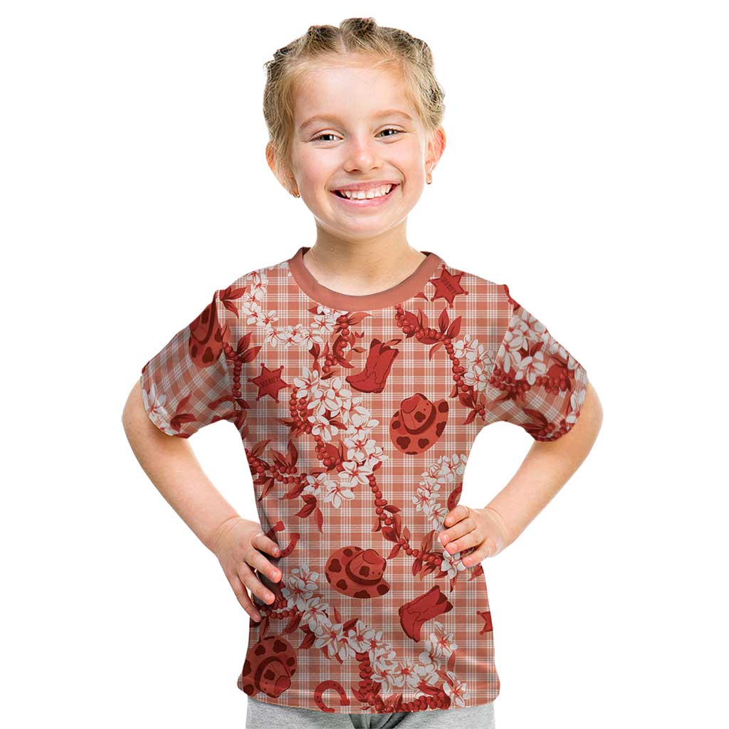 Mokihana Maile Ilima Leis Paniolo Palaka Kid T Shirt Hawaiian Ulaula Spirit LT9 Red - Polynesian Pride