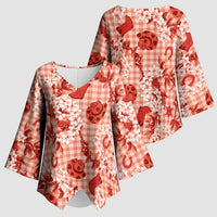 Mokihana Maile Ilima Leis Paniolo Palaka Kimono Sleeve Blouse Hawaiian Ulaula Spirit LT9 - Polynesian Pride