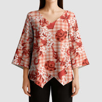 Mokihana Maile Ilima Leis Paniolo Palaka Kimono Sleeve Blouse Hawaiian Ulaula Spirit LT9 - Polynesian Pride