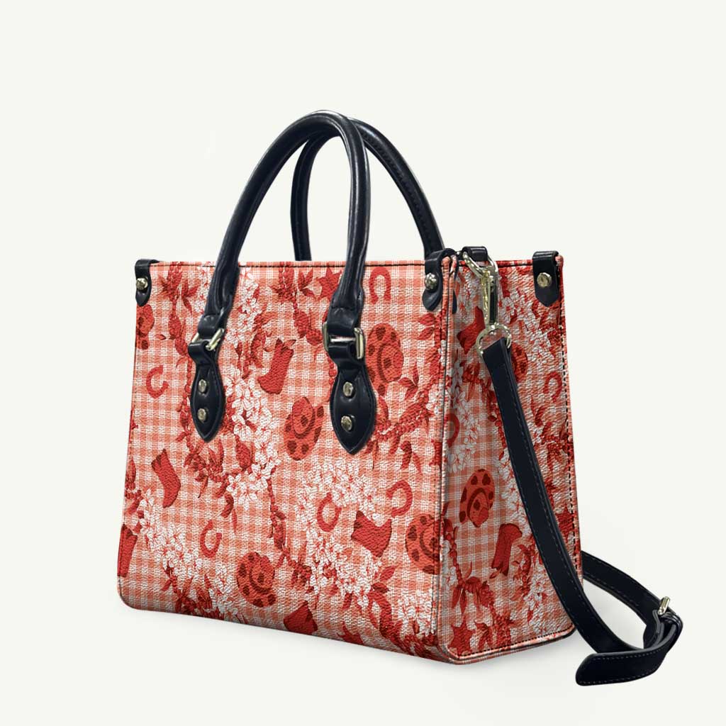 Mokihana Maile Ilima Leis Paniolo Palaka Leather Bag Hawaiian Ulaula Spirit - Polynesian Pride