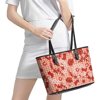 Mokihana Maile Ilima Leis Paniolo Palaka Leather Tote Bag Hawaiian Ulaula Spirit LT9 - Polynesian Pride