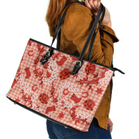 Mokihana Maile Ilima Leis Paniolo Palaka Leather Tote Bag Hawaiian Ulaula Spirit LT9 - Polynesian Pride