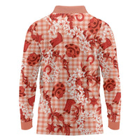 Mokihana Maile Ilima Leis Paniolo Palaka Long Sleeve Polo Shirt Hawaiian Ulaula Spirit LT9 - Polynesian Pride