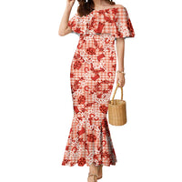 Mokihana Maile Ilima Leis Paniolo Palaka Mermaid Dress Hawaiian Ulaula Spirit LT9 Women Red - Polynesian Pride